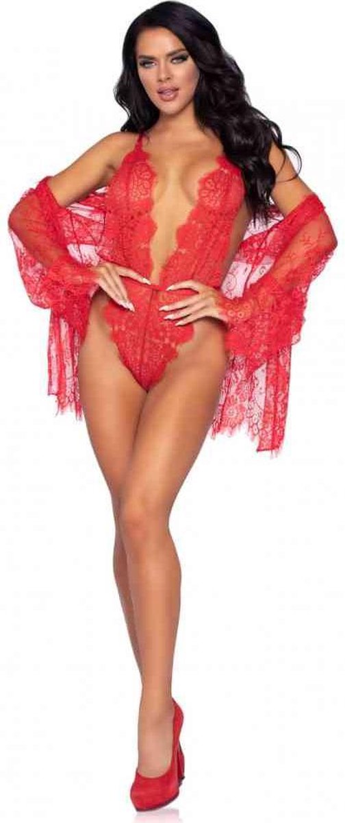 Leg Avenue Set Body & Kimono - Rood