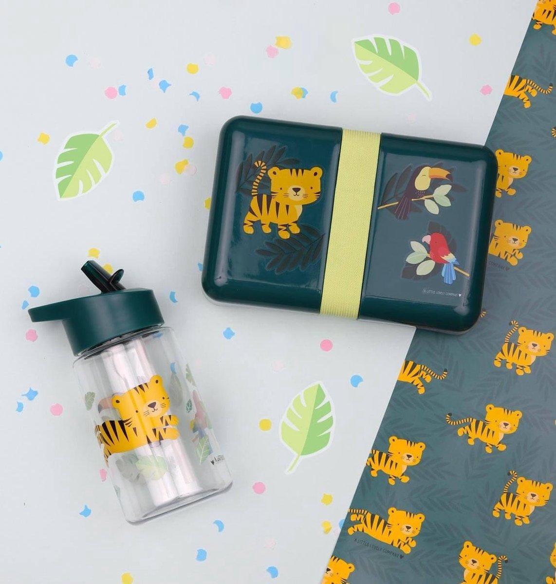 A Little Lovely Company Little Lovely Broodtrommel Jungle 18 Cm Polypropyleen - Groen