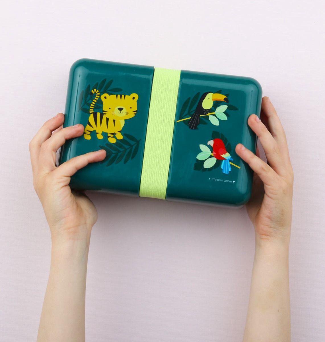 A Little Lovely Company Little Lovely Broodtrommel Jungle 18 Cm Polypropyleen - Groen