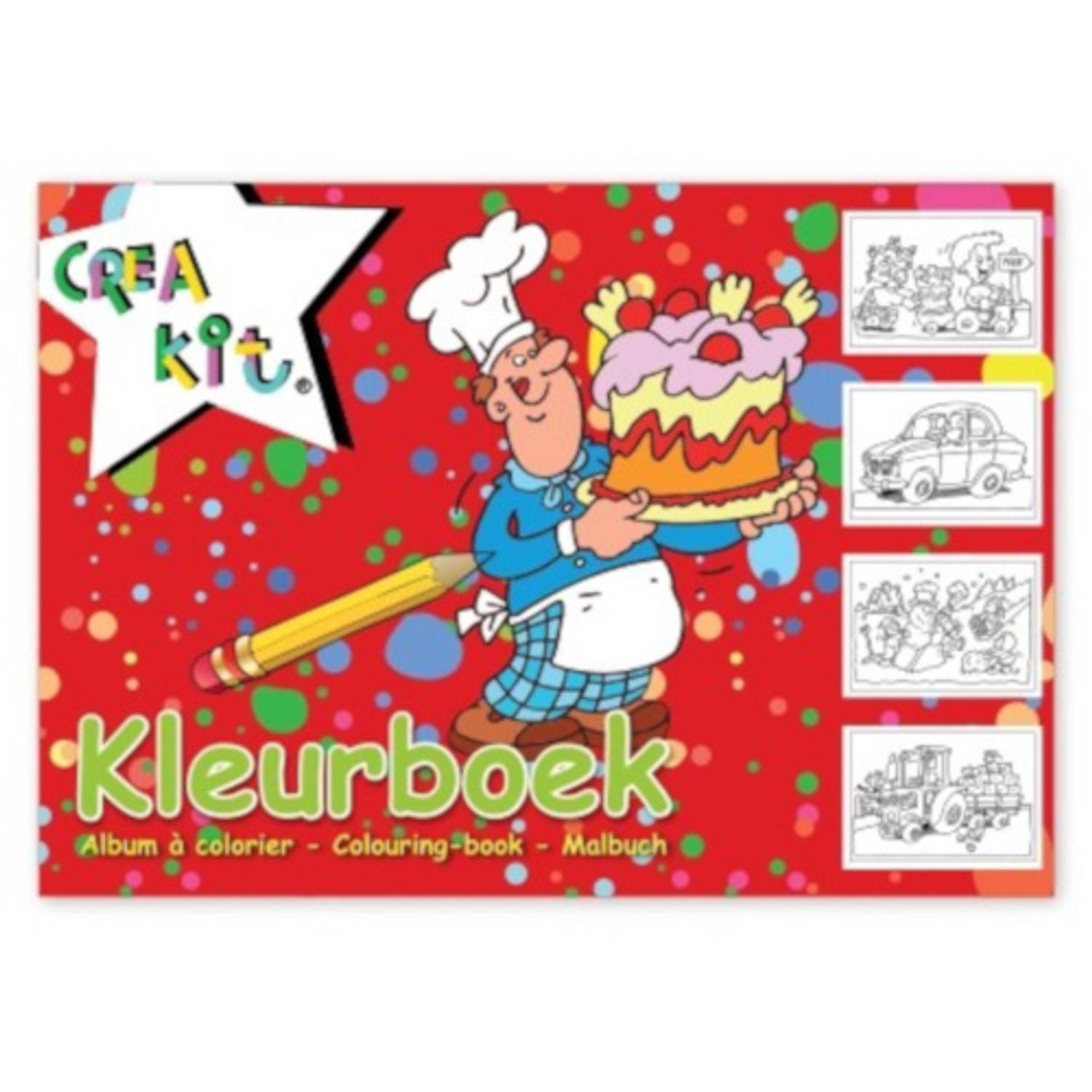 Crea-kit Kleurboek Junior A4 Papier/rood 24 Kleurplaten - Wit