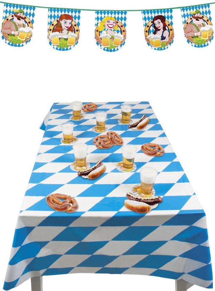 Boland Tafelkleed Oktoberfest 130 X 180 Cm/wit - Blauw