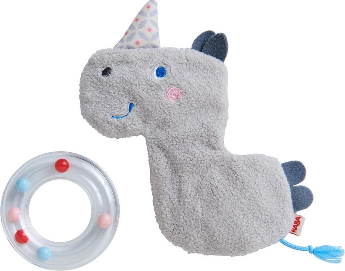 HABA Rammelaar Neushoorn 12 Cm Polyester 2-delig - Grijs