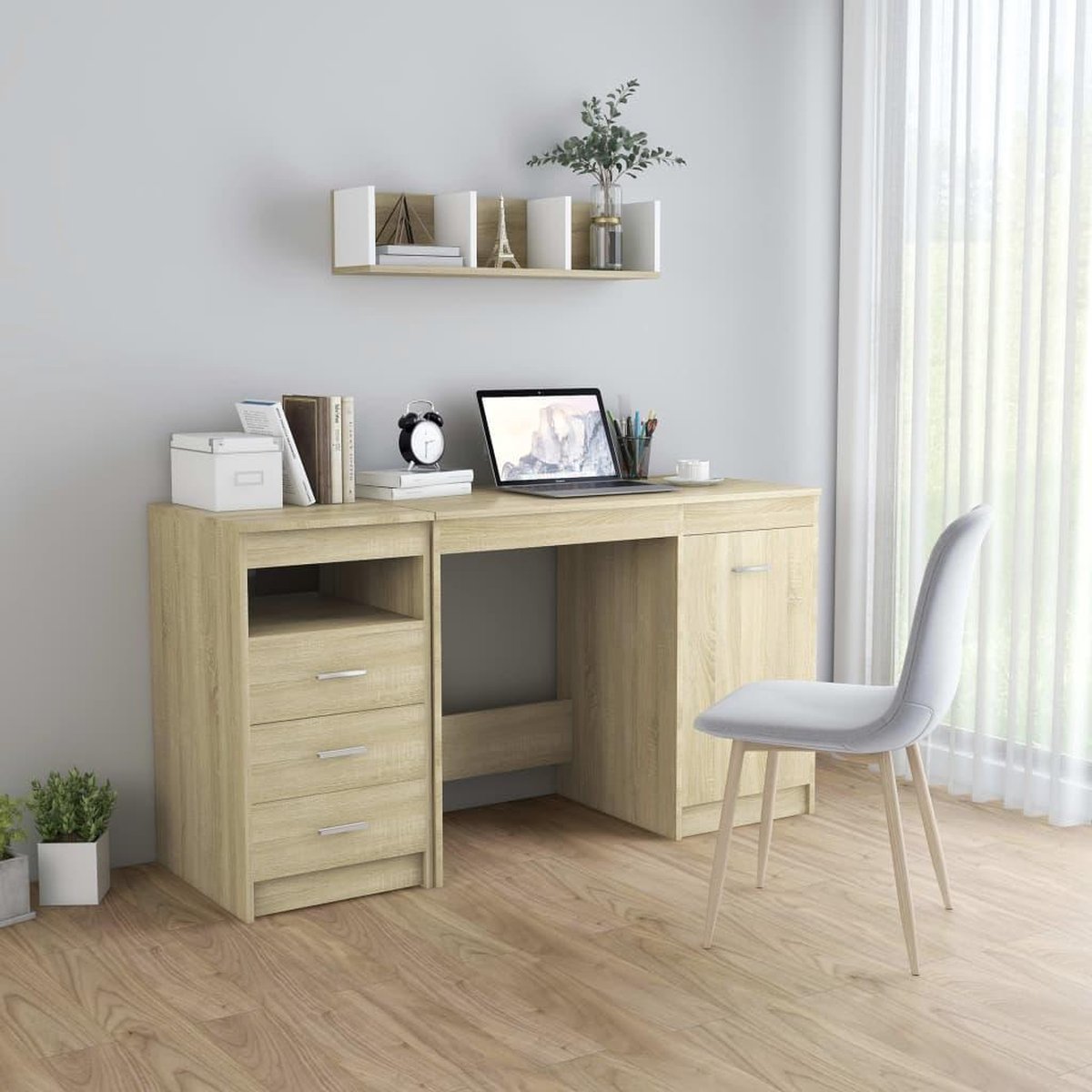 Vidaxl Bureau 140x50x76 Cm Spaanplaat Sonoma Eikenkleurig - Bruin