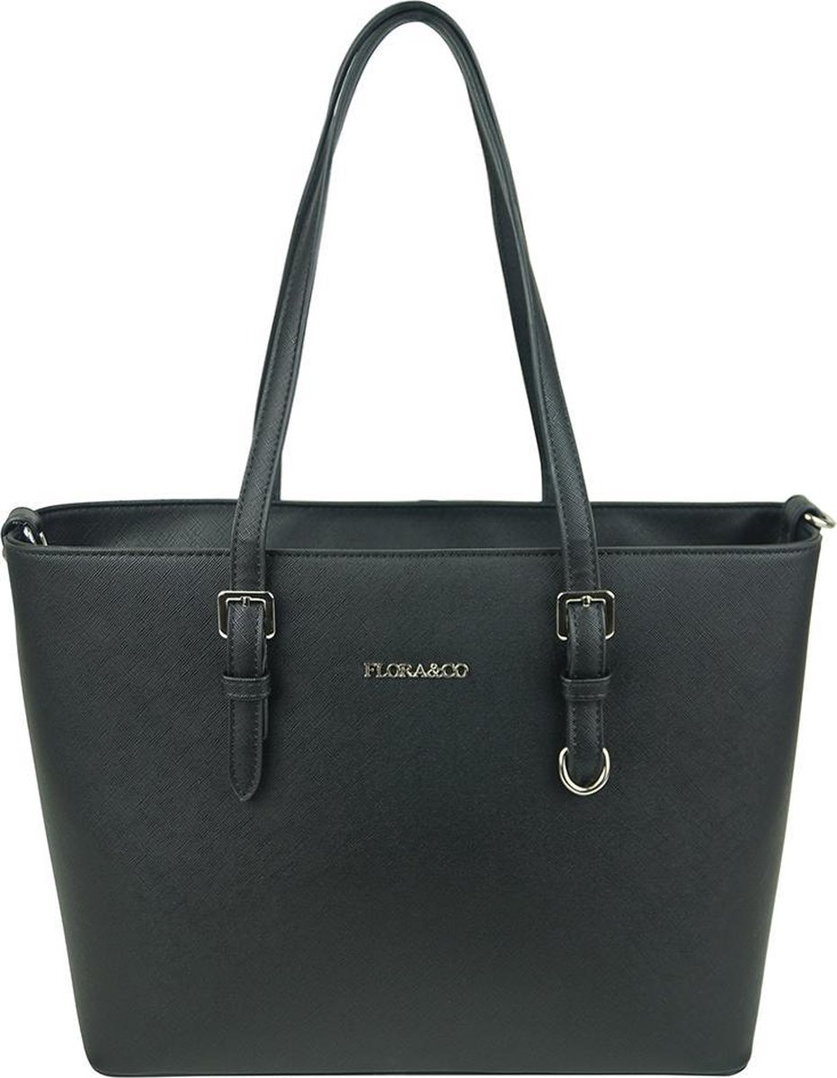 Flora & Co Shoulder Bag Saffiano Black - Zwart