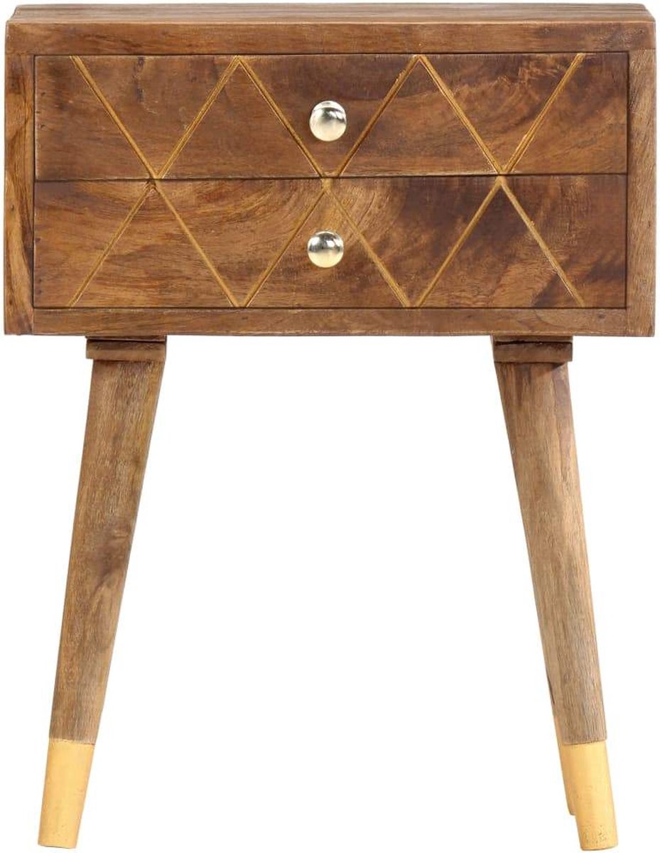 Vidaxl Nachtkastje 43x30x58 Cm Massief Mangohout - Bruin