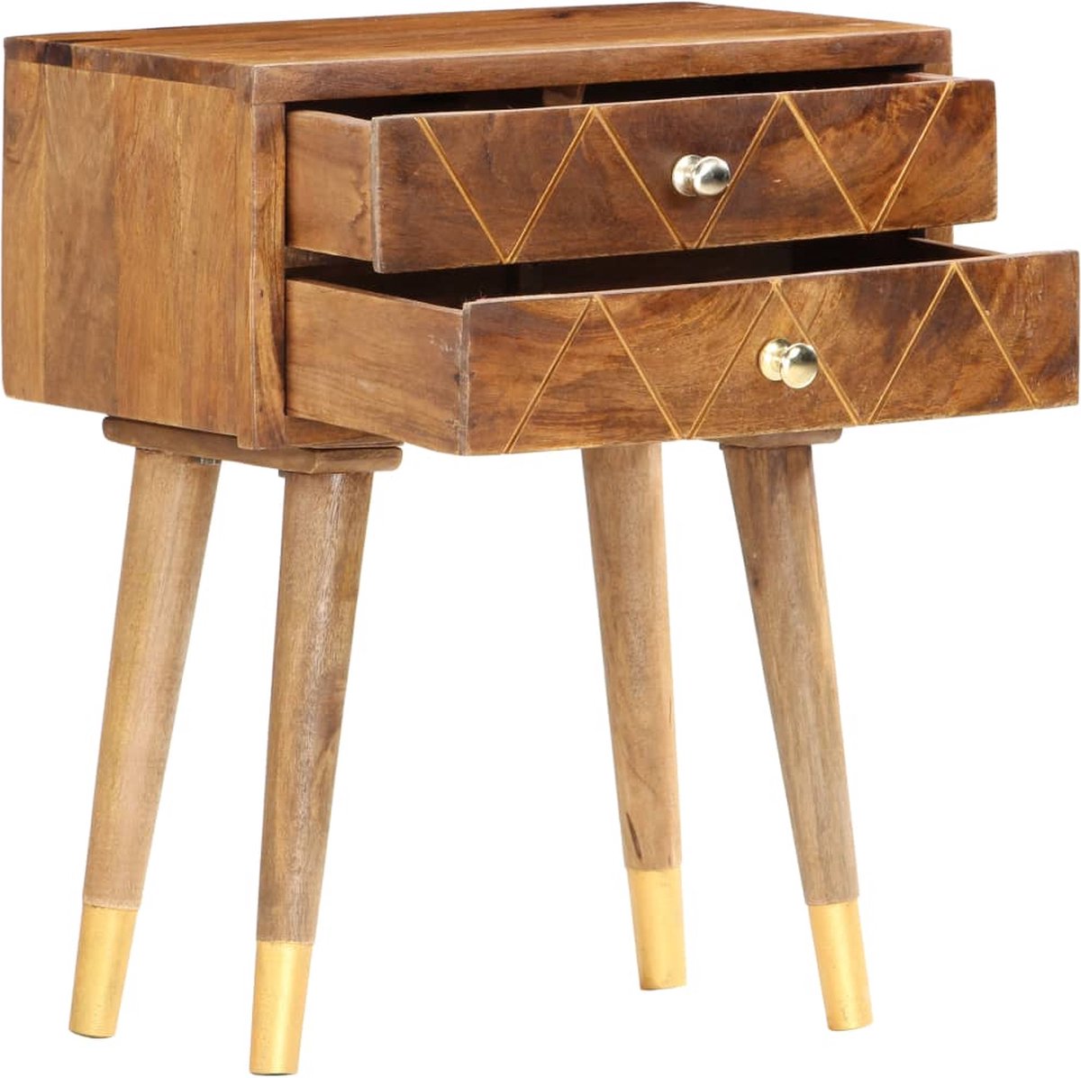 Vidaxl Nachtkastje 43x30x58 Cm Massief Mangohout - Bruin