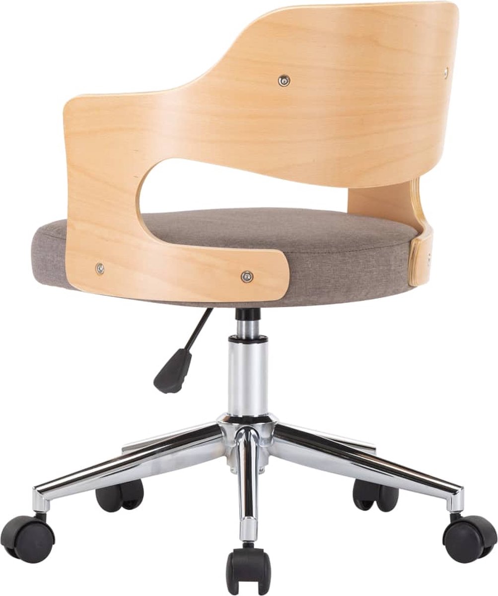 Vidaxl Kantoorstoel Draaibaar Gebogen Hout En Stof Taupe - Bruin