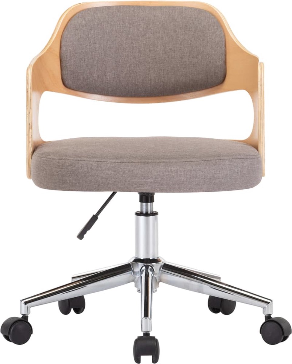 Vidaxl Kantoorstoel Draaibaar Gebogen Hout En Stof Taupe - Bruin