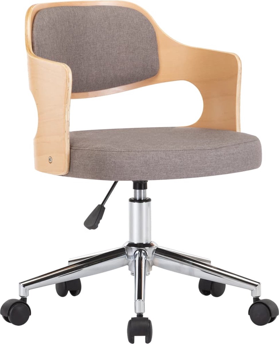 Vidaxl Kantoorstoel Draaibaar Gebogen Hout En Stof Taupe - Bruin