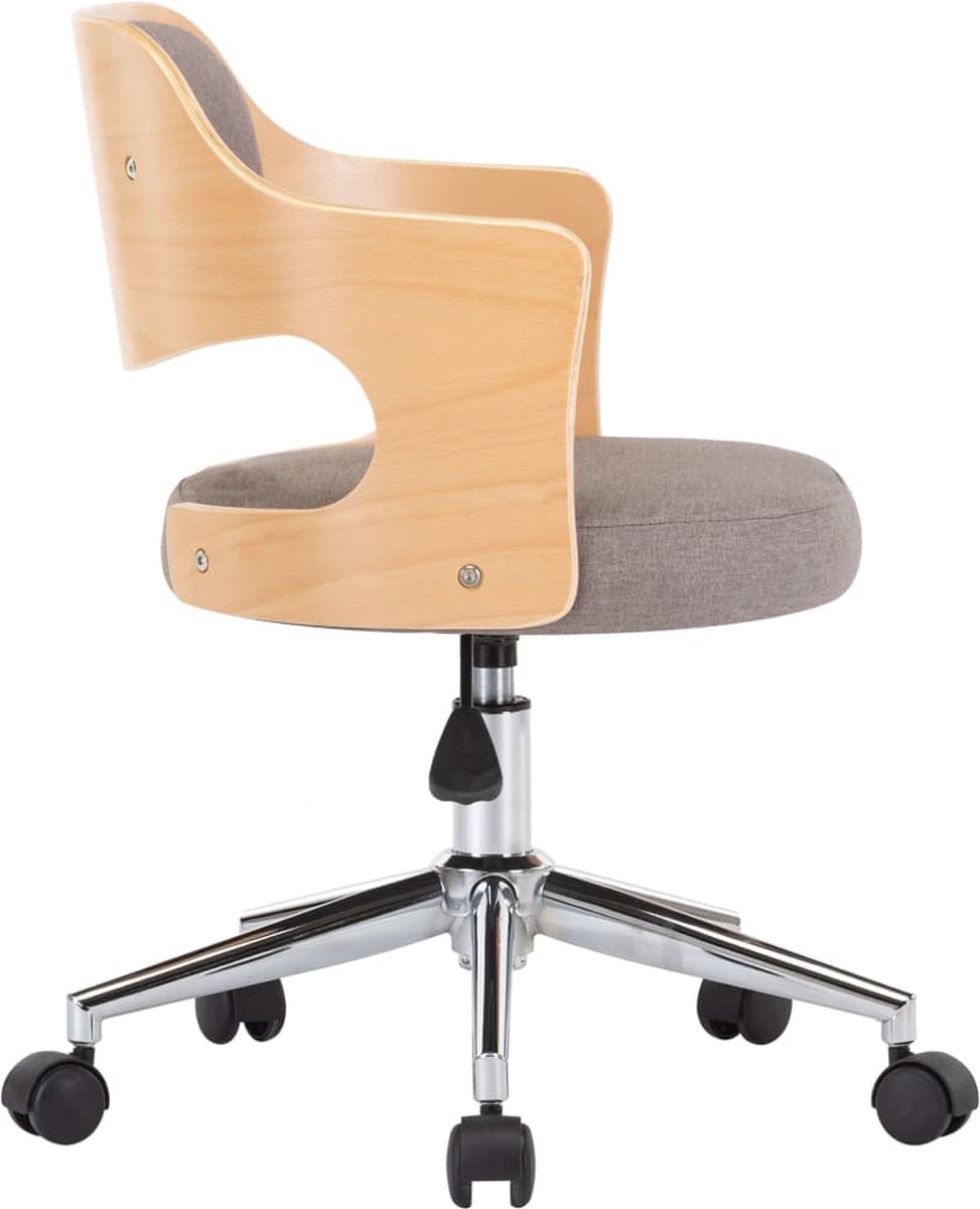 Vidaxl Kantoorstoel Draaibaar Gebogen Hout En Stof Taupe - Bruin