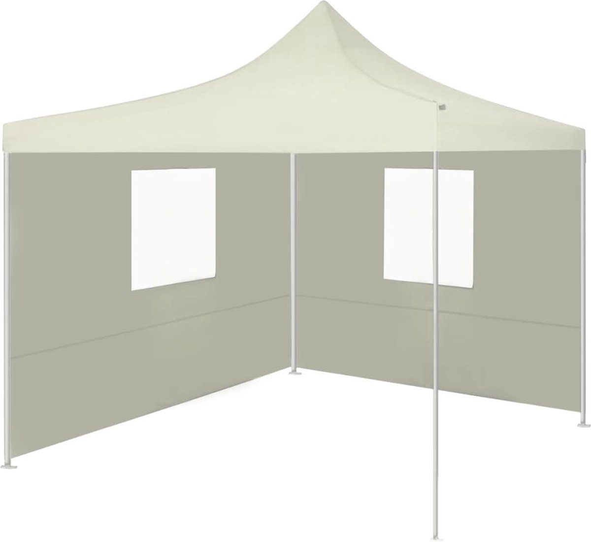 Vidaxl Partytent Met 2 Zijwanden Inklapbaar 2x2 M Staal Crème