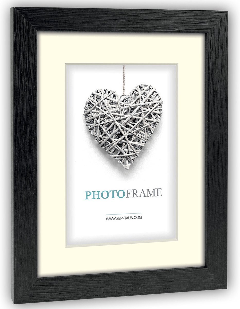 Zep - Houten Fotolijst Met Passe-partout Regent 5 Formaat 15x20 / 20x30 Cm - V32235 - Zwart