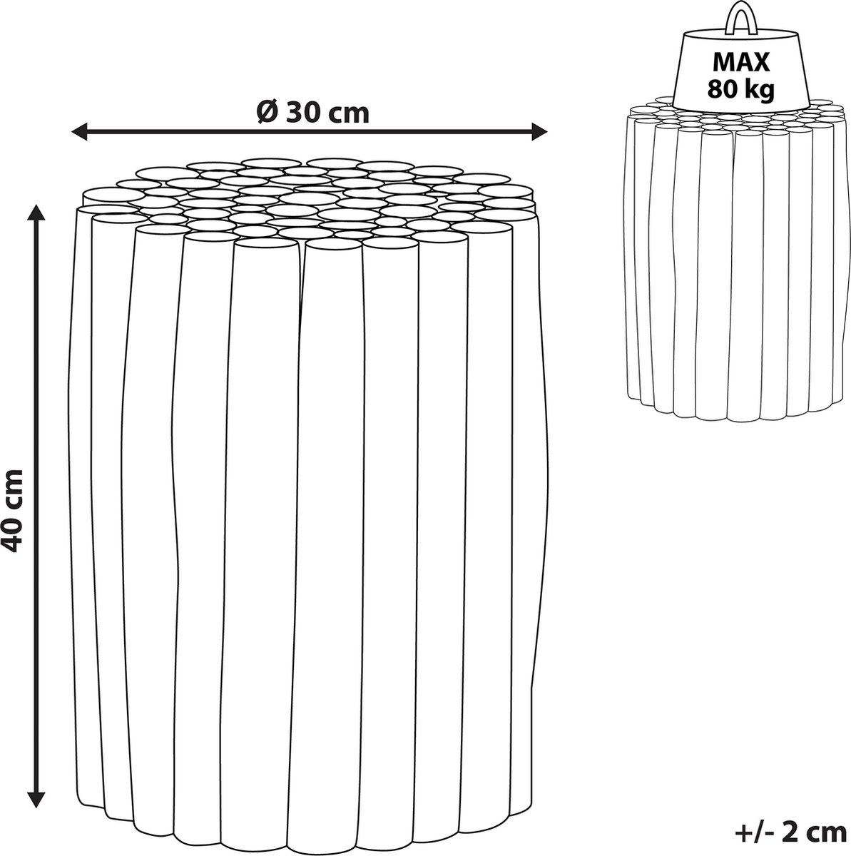 Beliani Altata Nachtkastje Teakhout 30 X 30 Cm - Zwart
