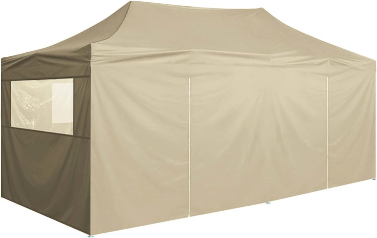 Vidaxl Partytent Met 4 Zijwanden Inklapbaar 3x6 M Staal Crème