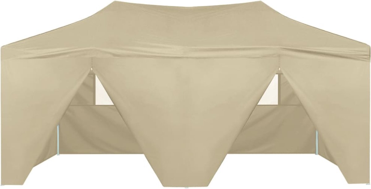 Vidaxl Partytent Met 4 Zijwanden Inklapbaar 3x6 M Staal Crème