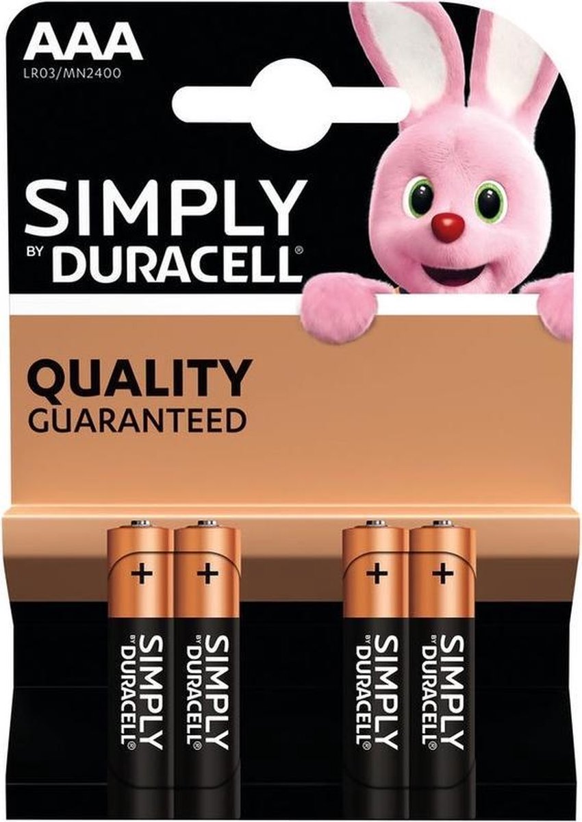 Duracell Set Van 4x Aaa Simply Batterijen 1.5 V - Alkaline - Lr03 Mn2400 - Batterijen Pack
