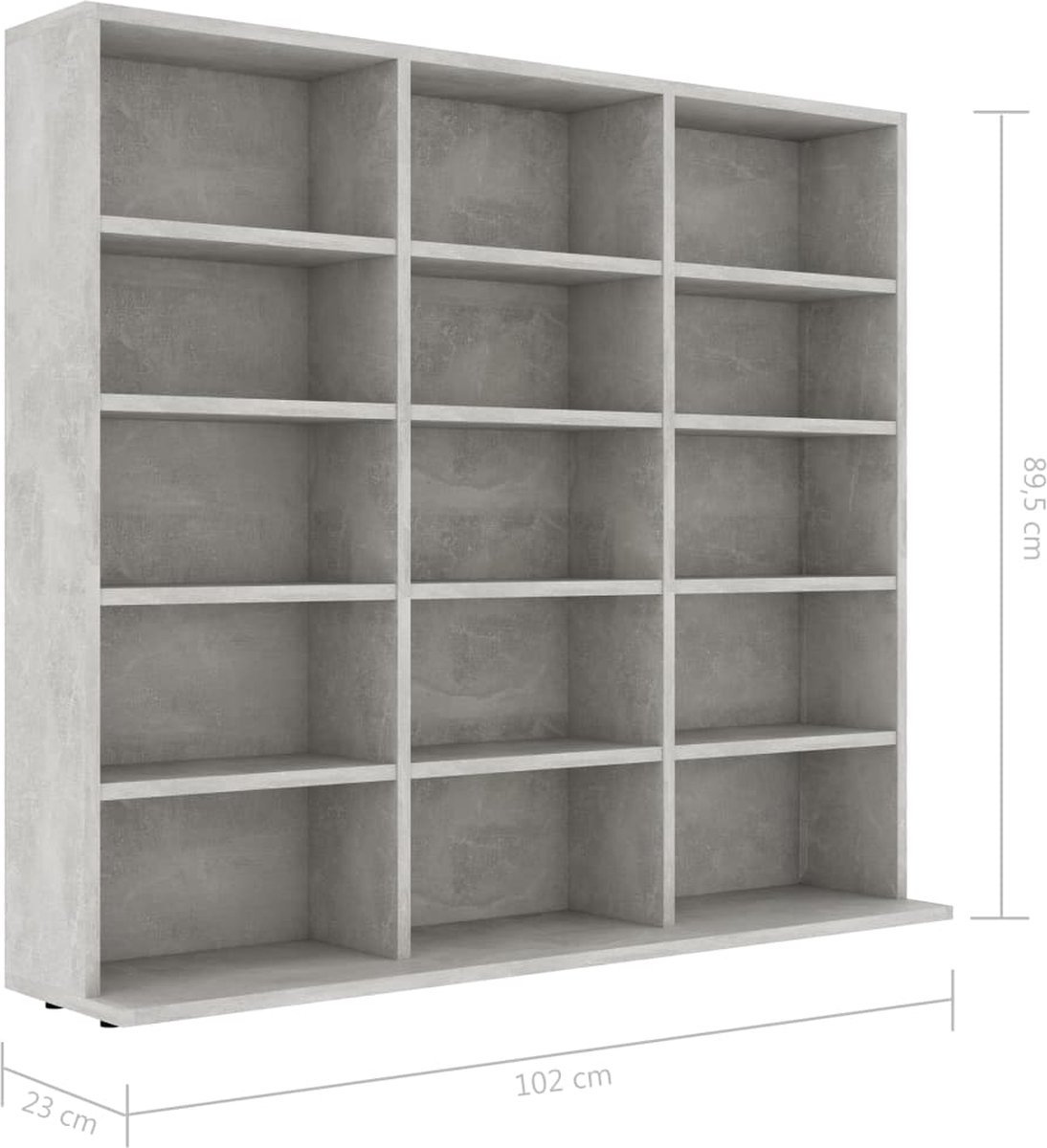 Vidaxl Cd-kast 102x23x89,5 Cm Spaanplaat Beton - Grijs
