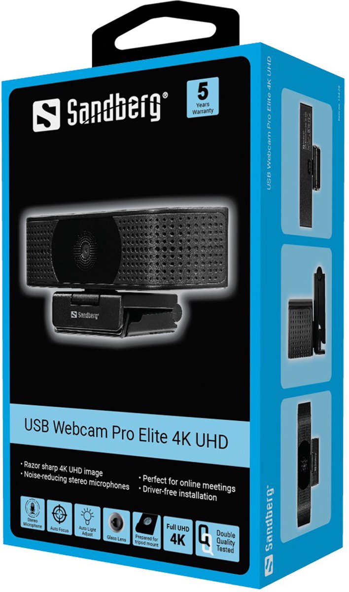 Sandberg 134-28 webcam 8,3 MP 3840 x 2160 Pixels USB 2.0 - Zwart