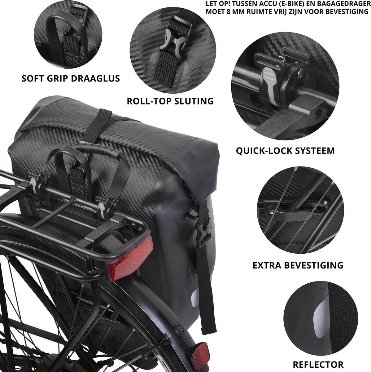 DUTCH MOUNTAIN Dutch Moutains Enkele Fietstas Oersterke En 100% Waterdichte Fietstas En Schoudertas In 1 28 Liter - Zwart