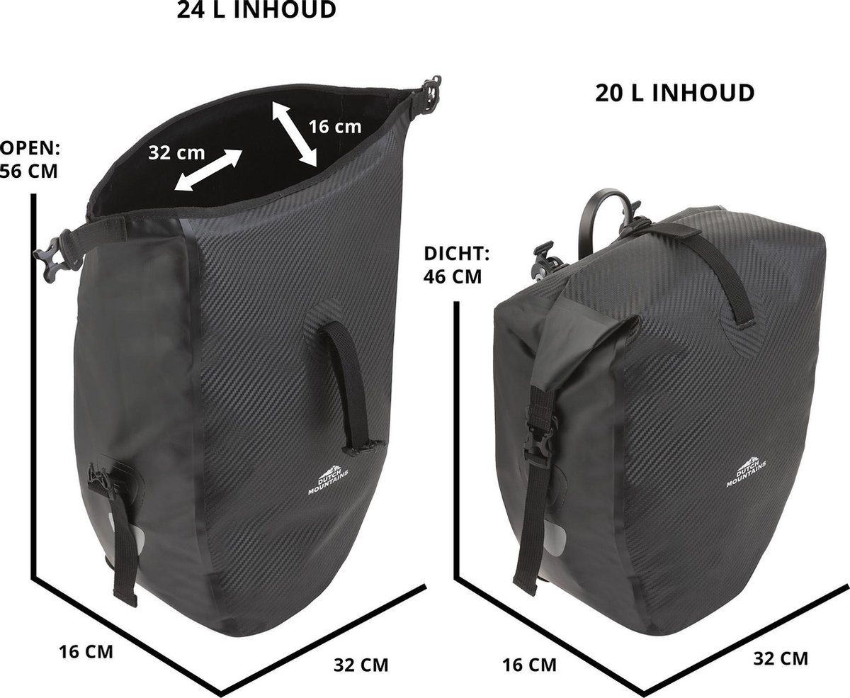 DUTCH MOUNTAIN Dutch Moutains Enkele Fietstas Oersterke En 100% Waterdichte Fietstas En Schoudertas In 1 28 Liter - Zwart