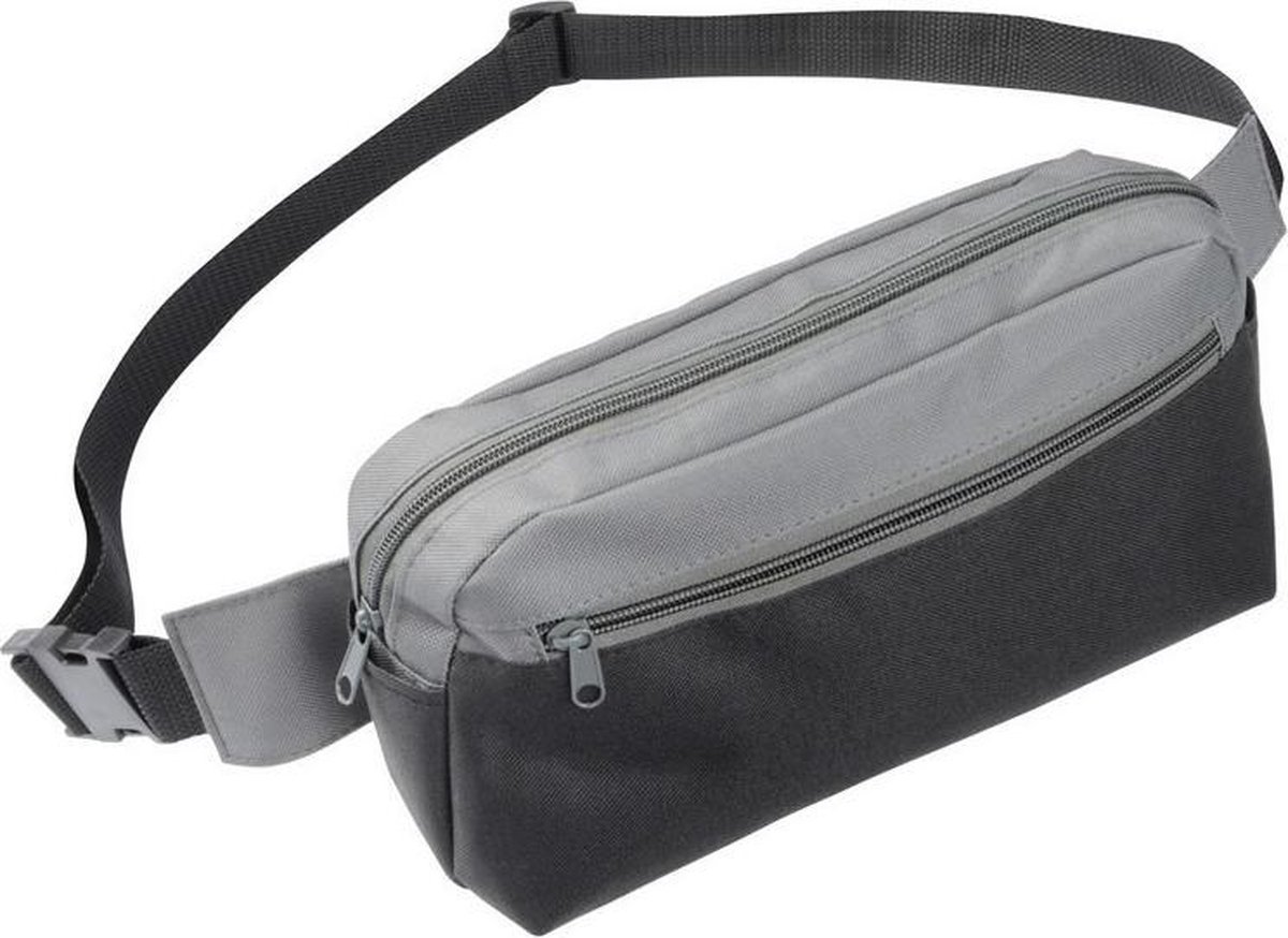 /zwart Heuptasje/buideltasje 28 X 17 Cm -/zwarte Heuptassen/fanny Pack Voor Op Reis/onderweg - Grijs