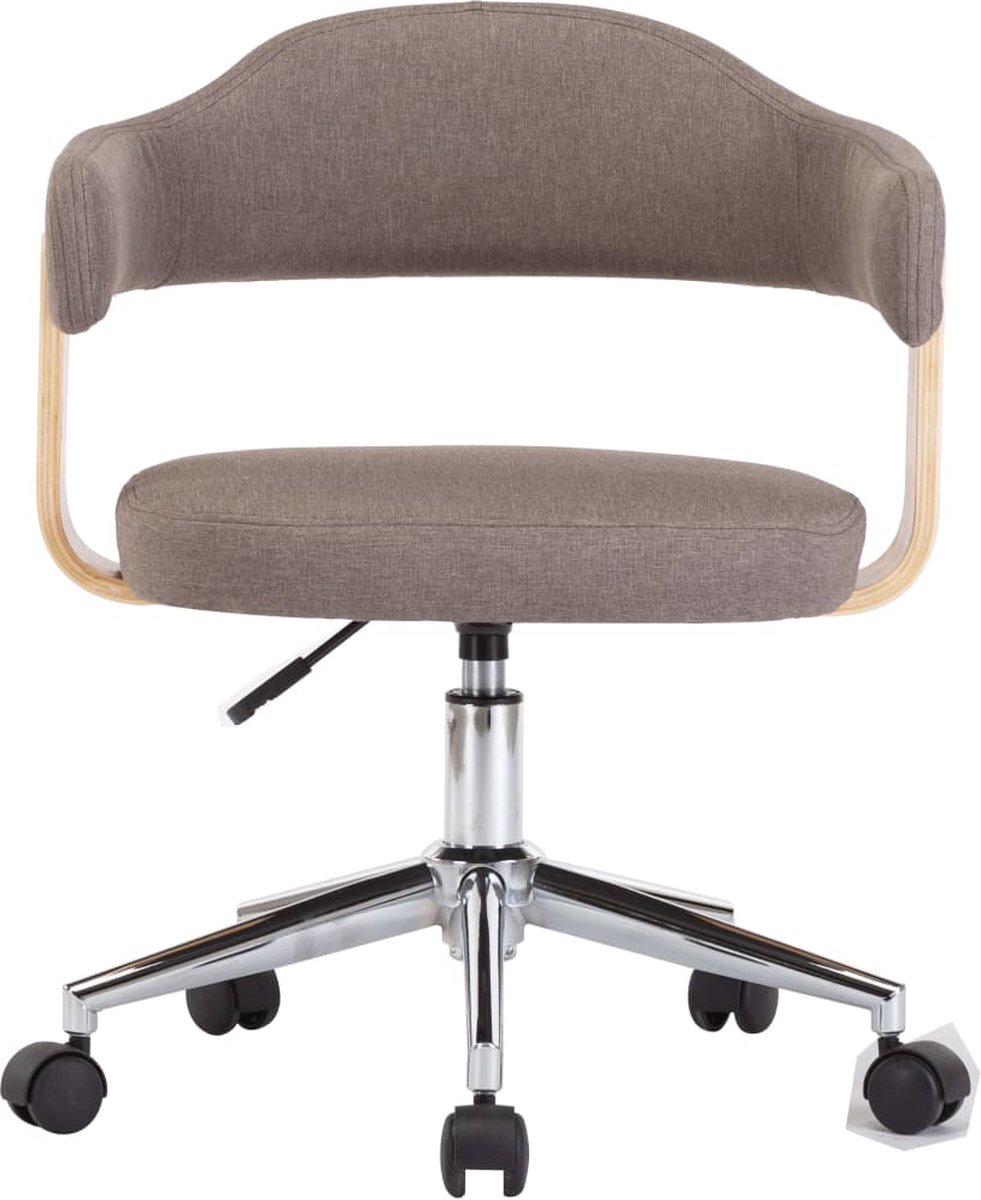 Vidaxl Eetkamerstoelen 2 St Draaibaar Gebogen Hout En Stof Taupe - Bruin