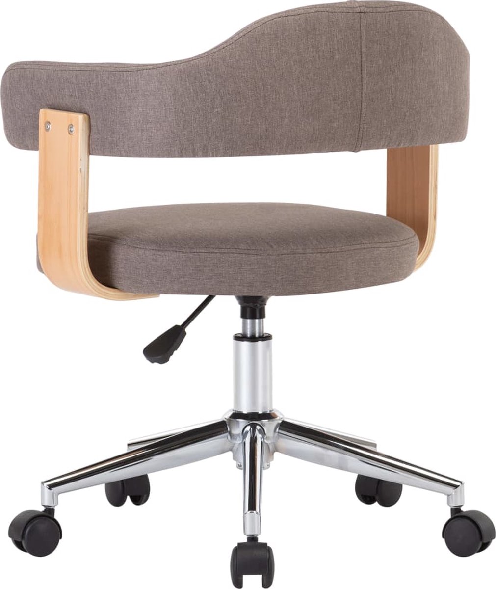 Vidaxl Eetkamerstoelen 2 St Draaibaar Gebogen Hout En Stof Taupe - Bruin