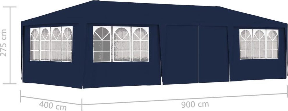 Vidaxl Partytent Met Zijwanden Professioneel 90 G/m² 4x9 M - Blauw