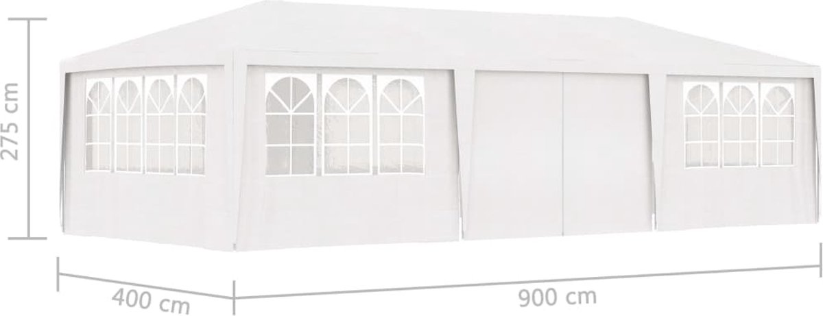 Vidaxl Partytent Met Zijwanden Professioneel 90 G/m² 4x9 M - Wit