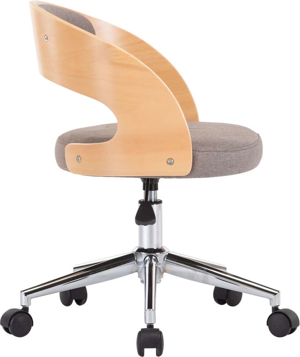 Vidaxl Eetkamerstoelen 6 St Draaibaar Gebogen Hout En Stof Taupe - Bruin