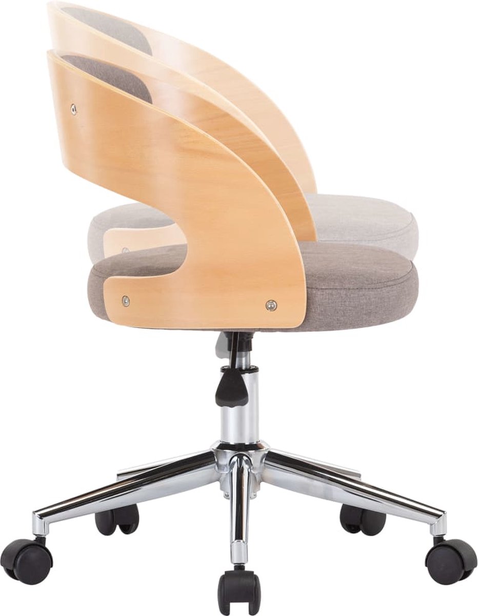 Vidaxl Eetkamerstoelen 6 St Draaibaar Gebogen Hout En Stof Taupe - Bruin