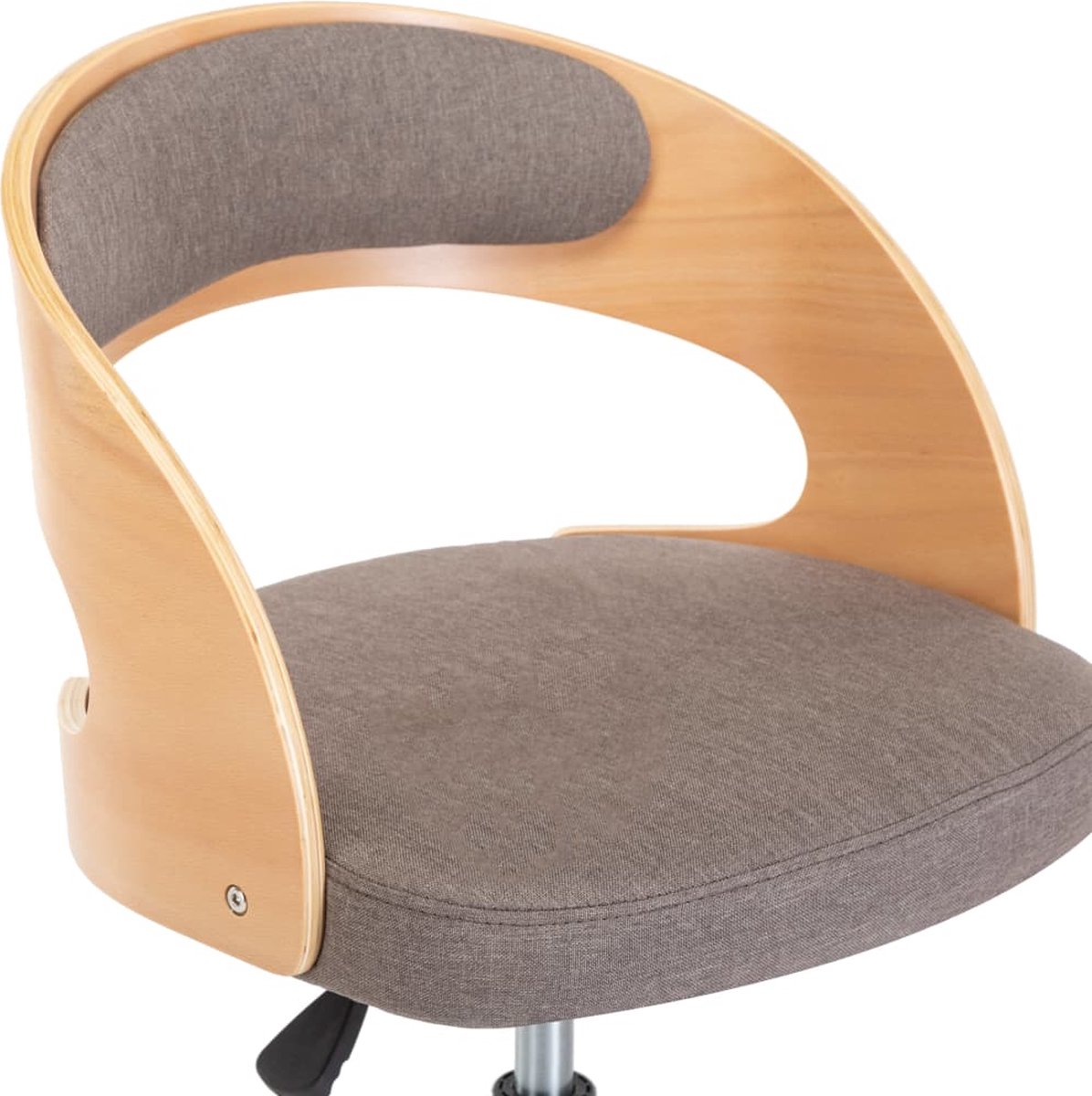 Vidaxl Eetkamerstoelen 6 St Draaibaar Gebogen Hout En Stof Taupe - Bruin