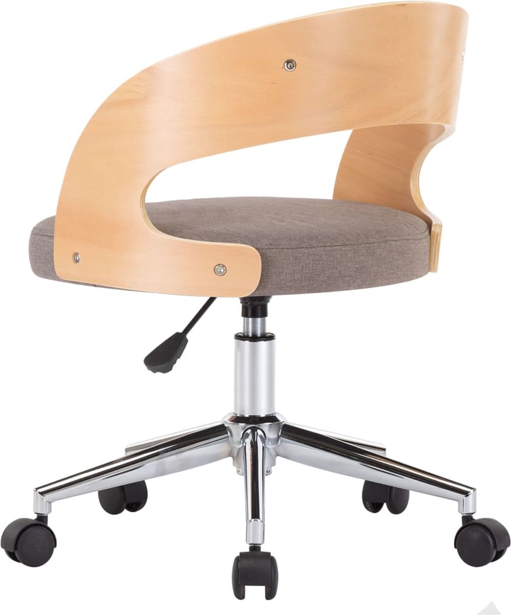 Vidaxl Eetkamerstoelen 6 St Draaibaar Gebogen Hout En Stof Taupe - Bruin