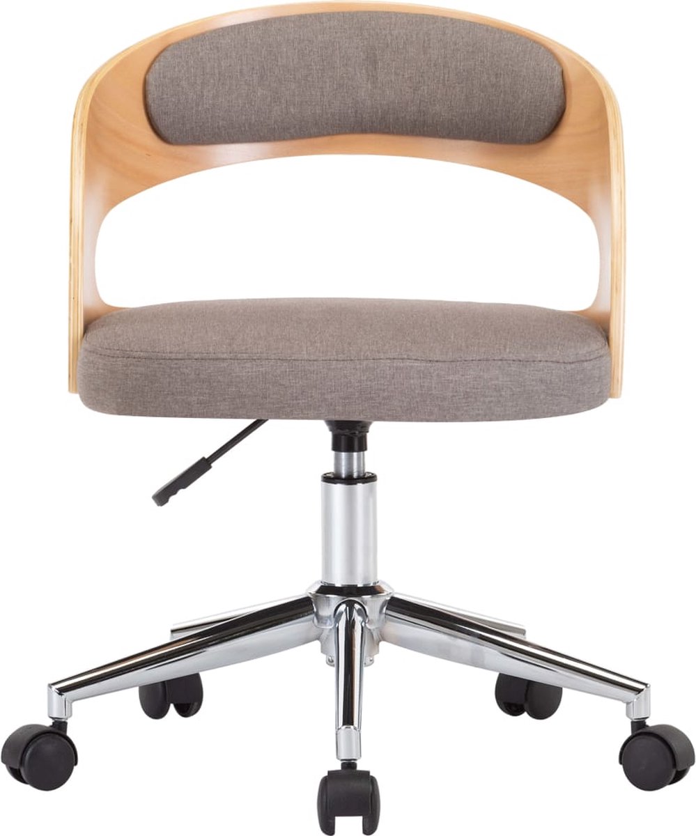 Vidaxl Eetkamerstoelen 6 St Draaibaar Gebogen Hout En Stof Taupe - Bruin