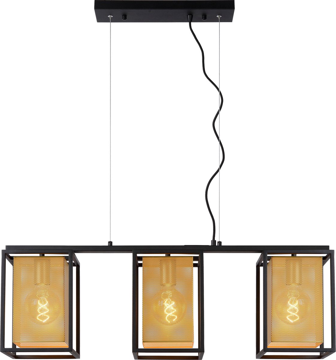 Lucide Sansa Hanglamp 3xe27/40w / Goud - Zwart