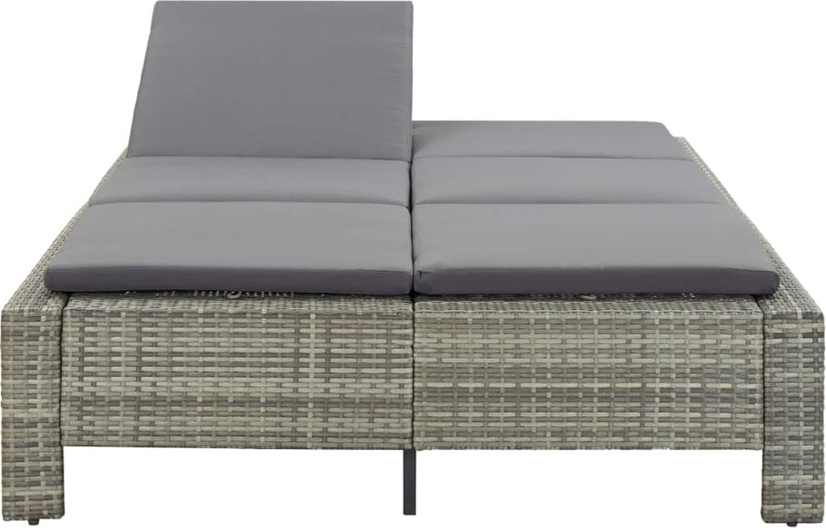 Vidaxl Ligbed Met Kussen 2-persoons Poly Rattan - Grijs