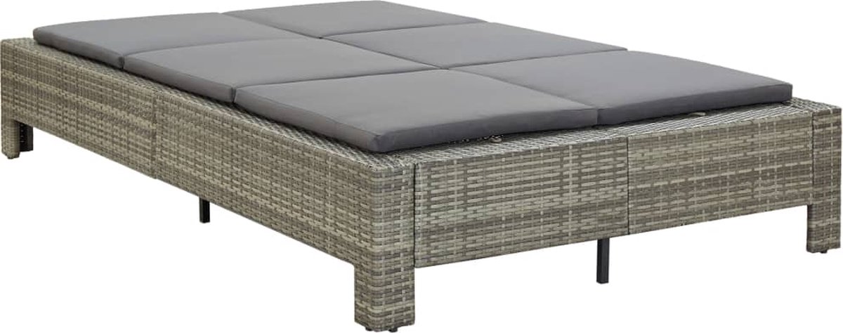 Vidaxl Ligbed Met Kussen 2-persoons Poly Rattan - Grijs