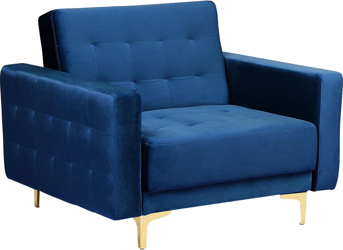 Beliani Aberdeen Fauteuil Fluweel 88 X 106 Cm - Blauw