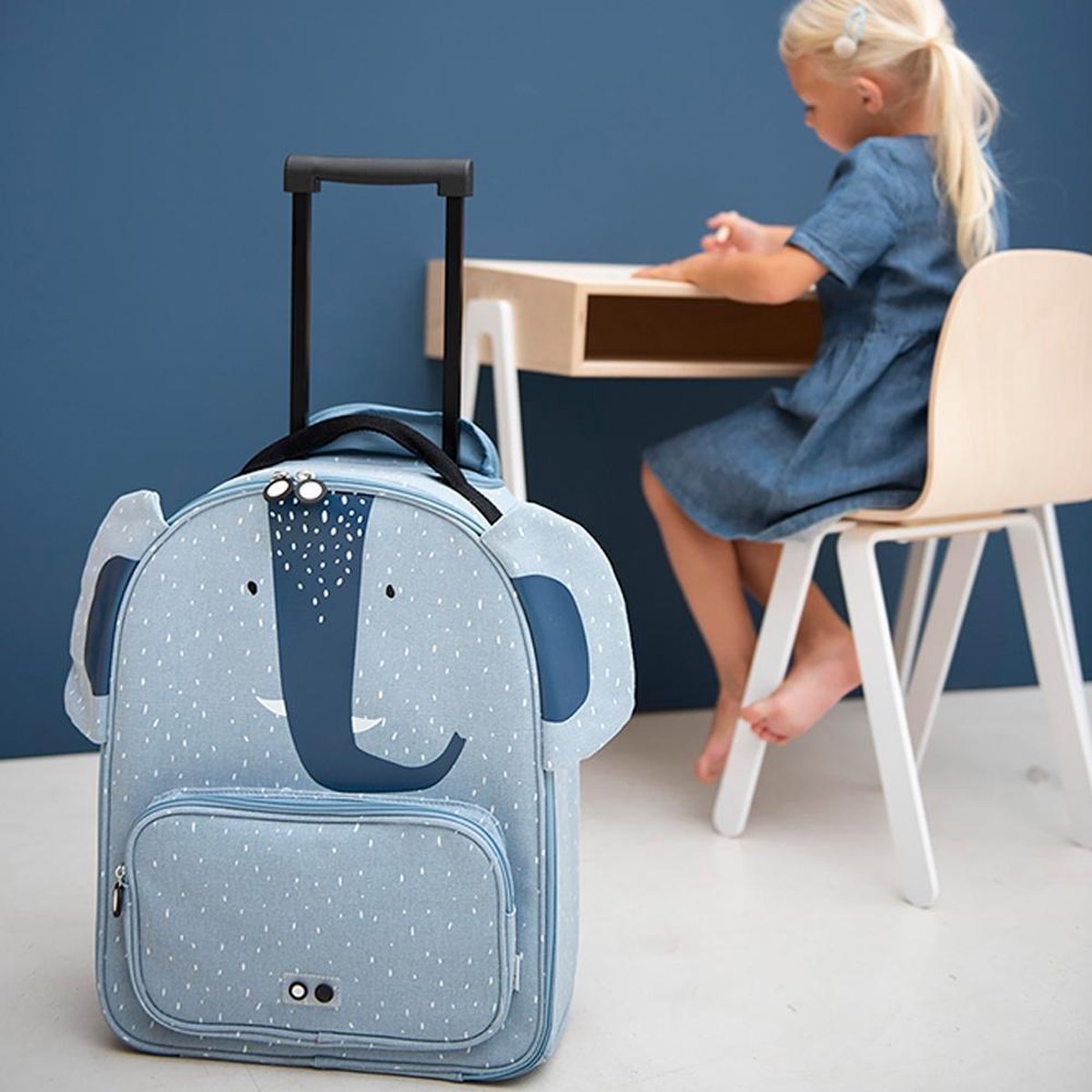 Trixie Trolley Koffer Mrs. Elephant 45 X 34 Cm - Blauw