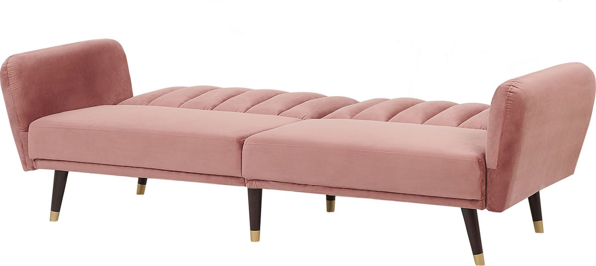 Beliani Vimmerby Slaapbank Fluweel 110 X 212 Cm - Roze