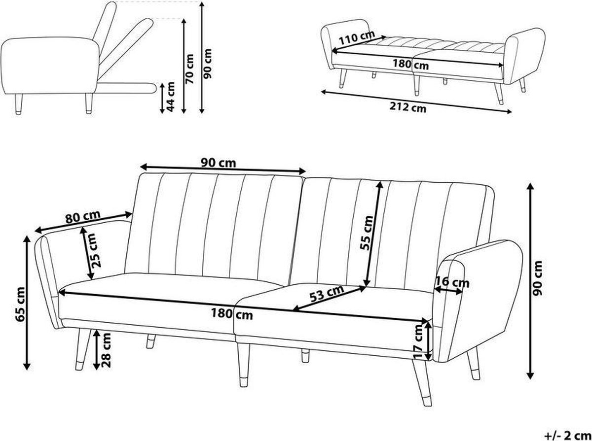 Beliani Vimmerby Slaapbank Fluweel 110 X 212 Cm - Roze