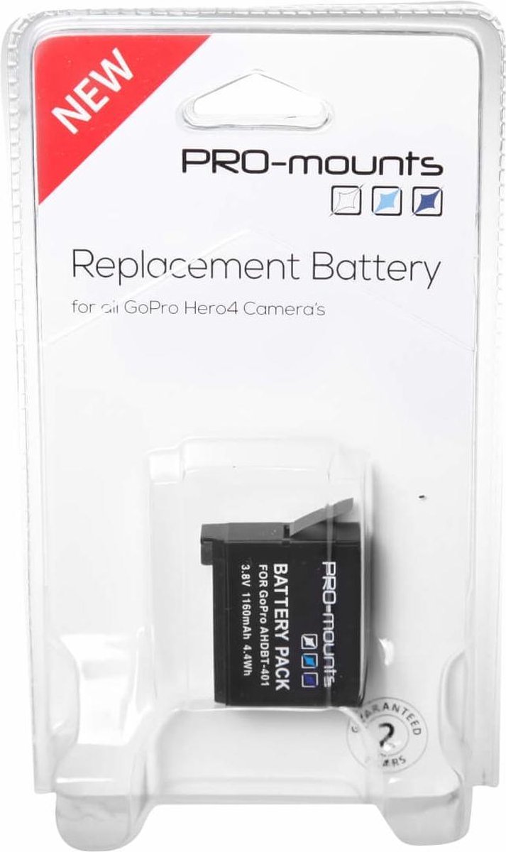 Pro Mounts Replacement Battery GoPro Hero4 - Zwart