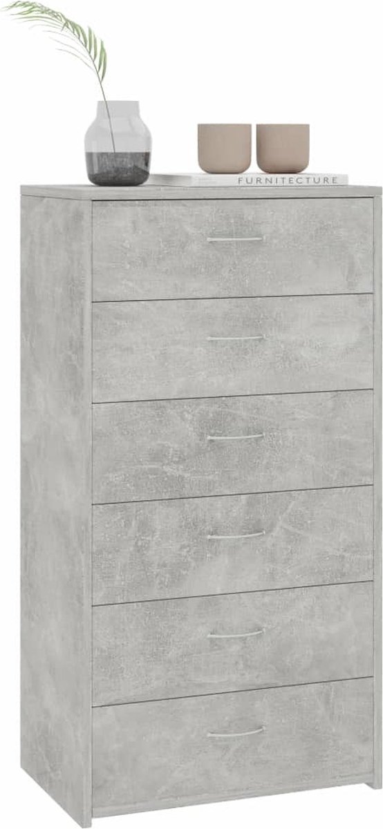 Vidaxl Dressoir Met 6 Lades 50x34x96 Cm Spaanplaat Beton - Grijs