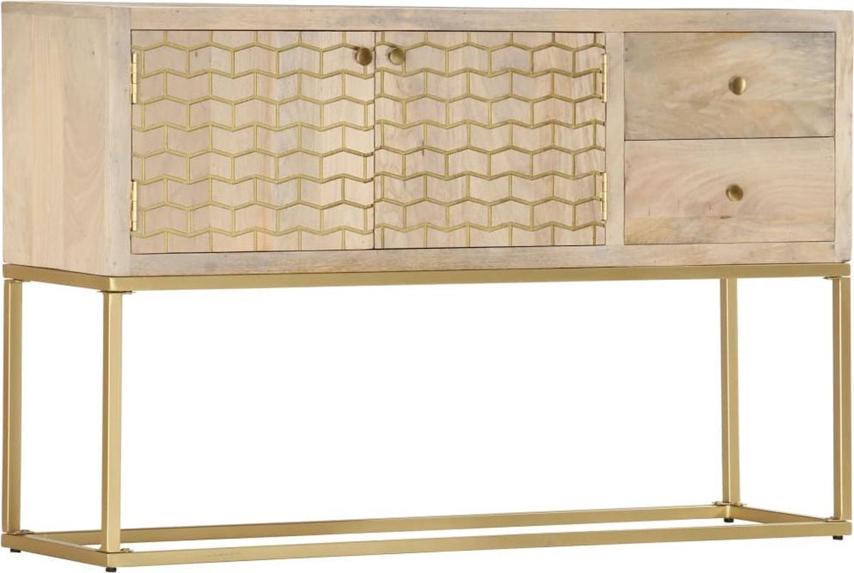 Vidaxl Dressoir 120x30x75 Cm Massief Mangohoutkleurig - Goud