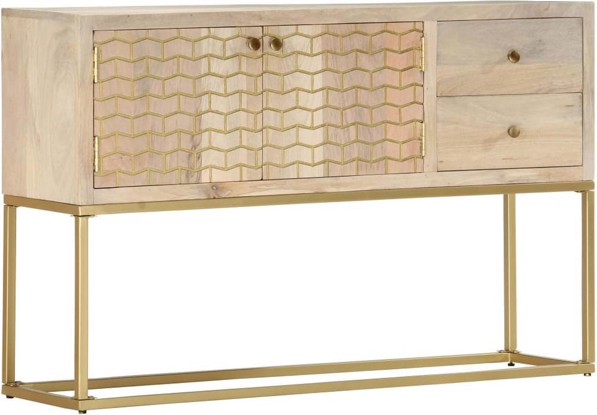Vidaxl Dressoir 120x30x75 Cm Massief Mangohoutkleurig - Goud