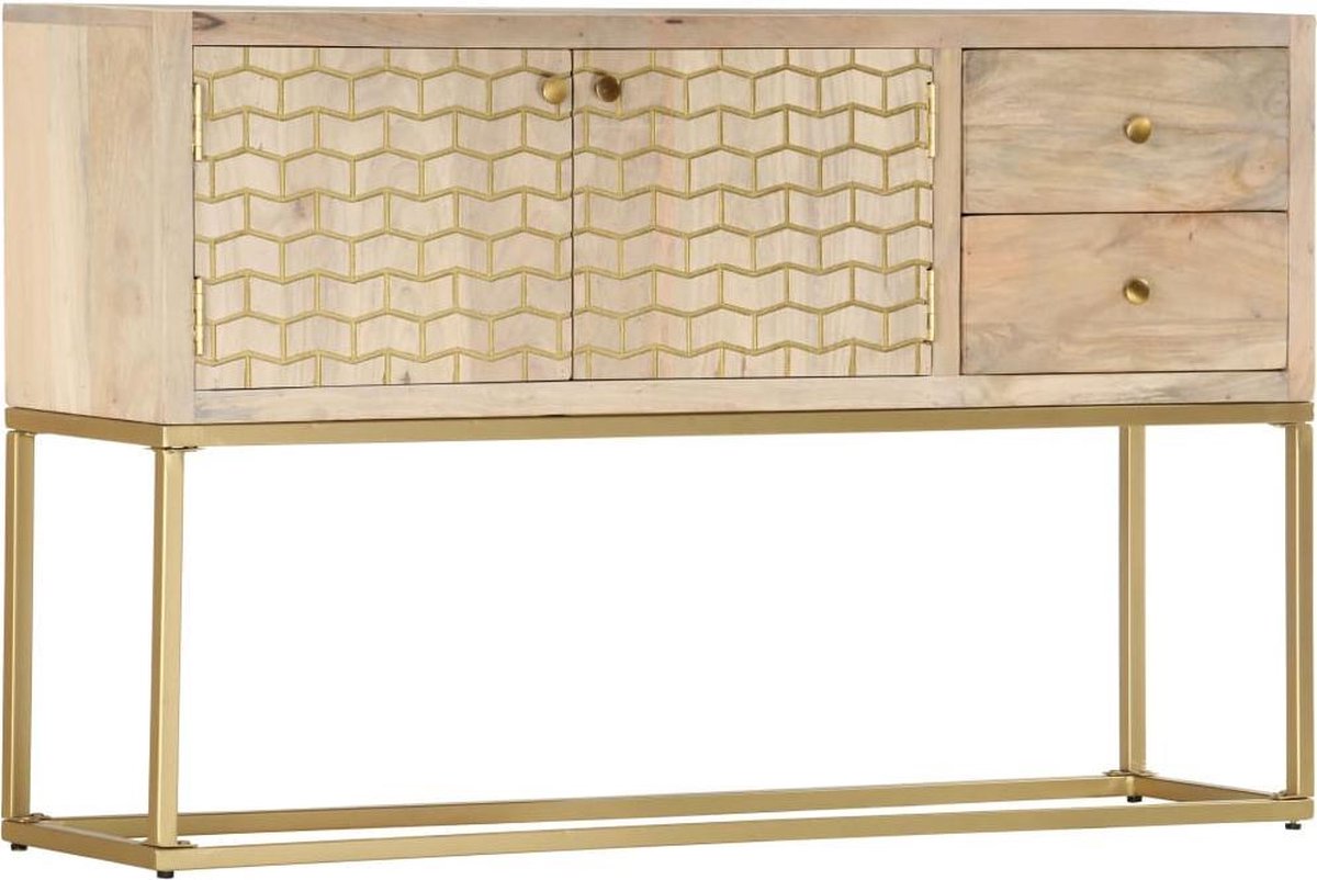 Vidaxl Dressoir 120x30x75 Cm Massief Mangohoutkleurig - Goud