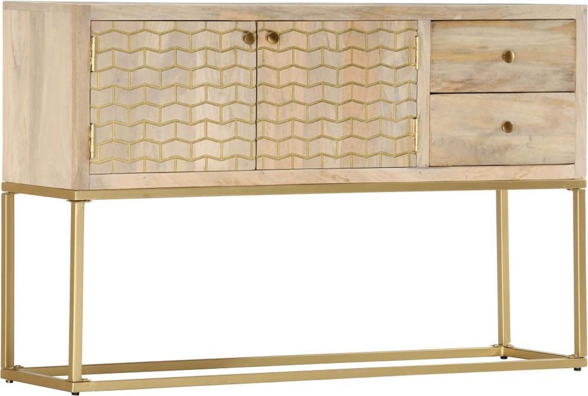 Vidaxl Dressoir 120x30x75 Cm Massief Mangohoutkleurig - Goud