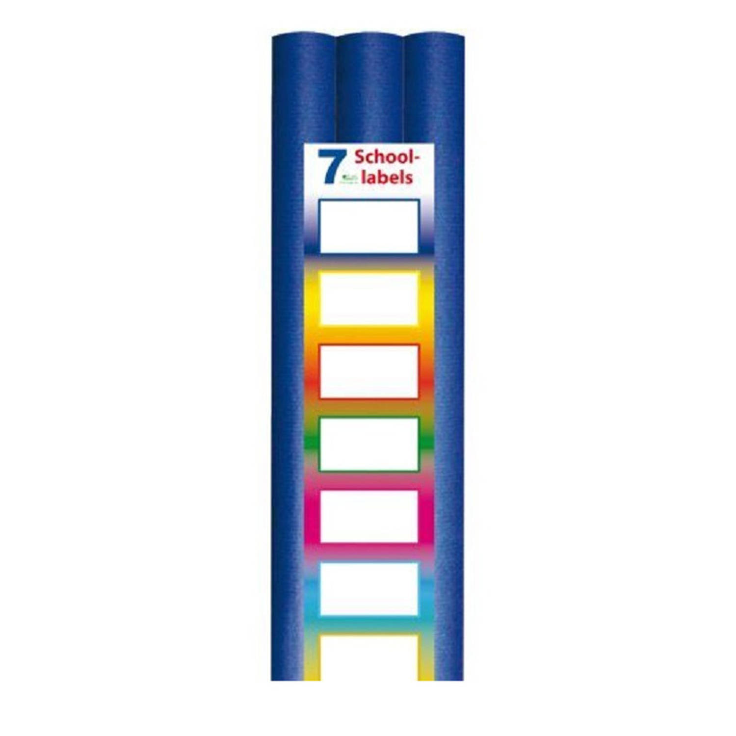 3x Rollen Kadopapier / Kaftpapier Met Etiketten 200 X 70 Cm Kaftpapier Voor Schoolboeken / Boekenkaften - Blauw