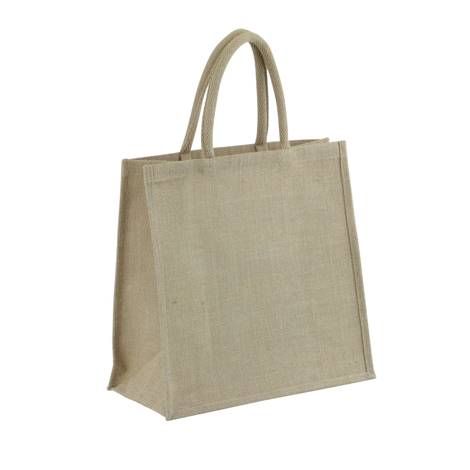 1x Jute Boodschappentassen/strandtassen 35 X 34 Cm Naturel - Draagtassen Met Hengsels - Eco - Milieubewust - Trendy Tas - Beige