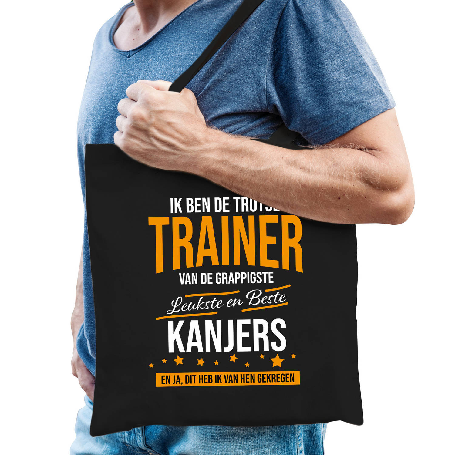 Bellatio Decorations Trotse Trainer Van Kanjers Katoenen Cadeau Tas Voor Heren Verjaardag - Kado Cadeau Tas Voor Trainers - Zwart